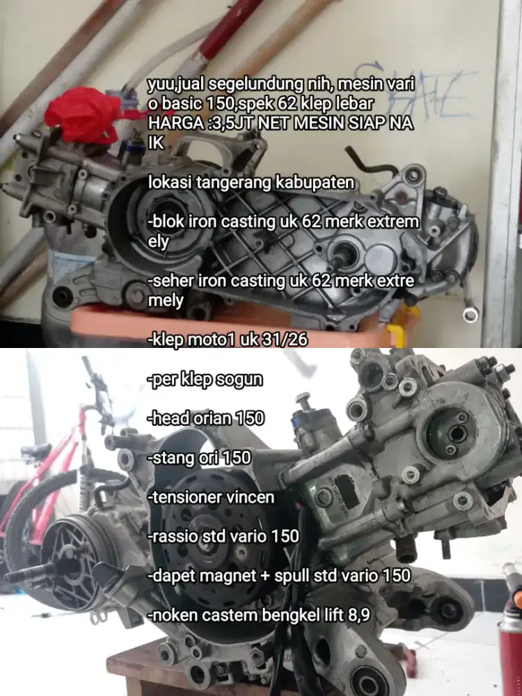 mesin vario 150 old, spek 62 klep lebar