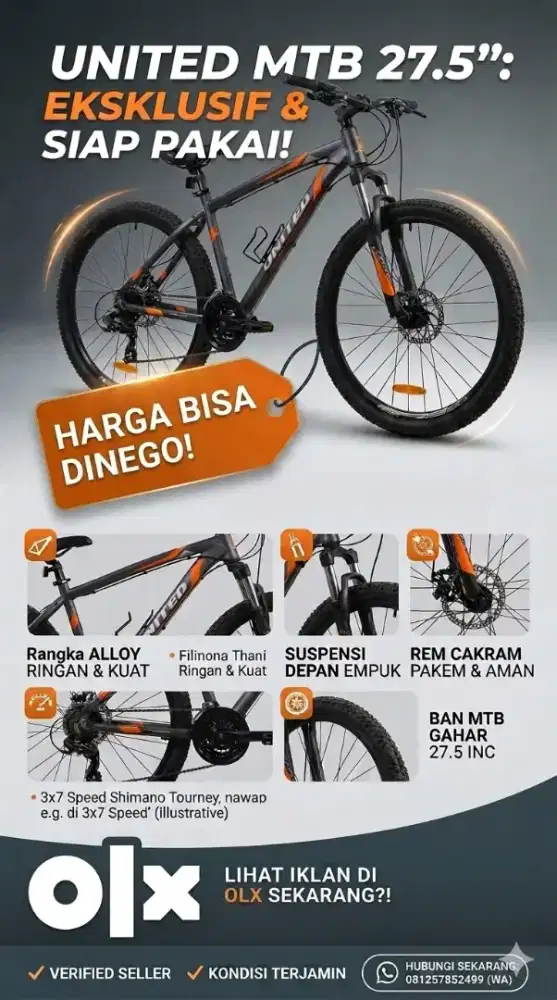 Siapa Cepat Dapat! Sepeda United MTB 27.5 Keren, Kondisi Semulus