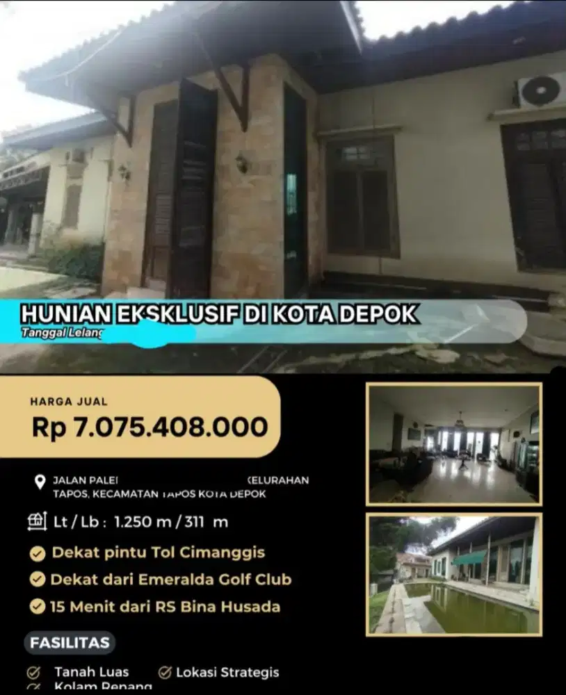 Dijual Rumah Siap Huni Jalan Palem Tapos Depok