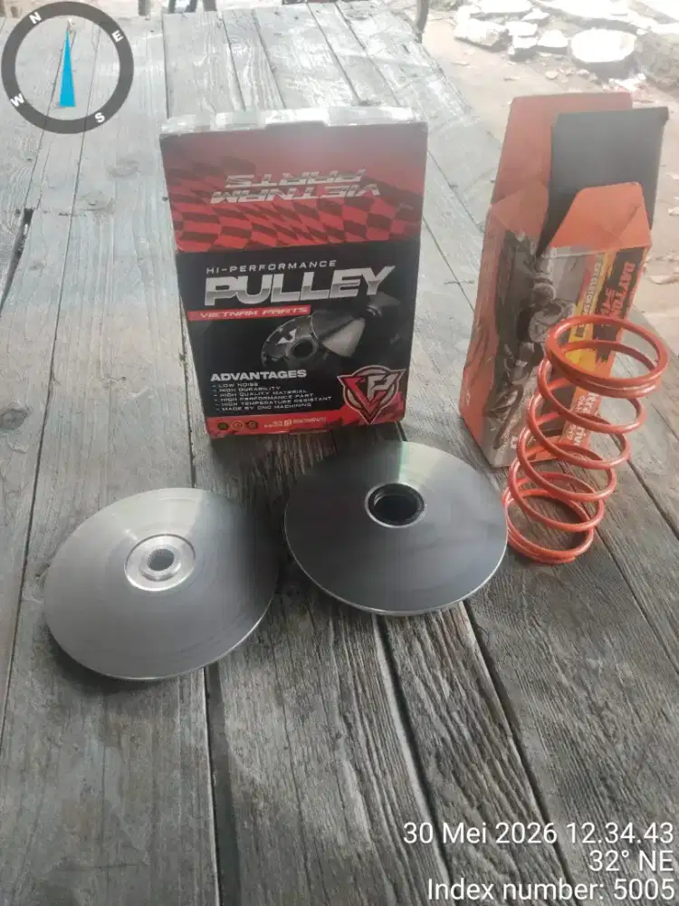Rumah pully 13,8 derajat dan per CVT 1500 rpm