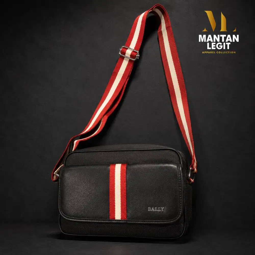 Sling Bag Pria Bally Premium Nylon Mix Kulit Tas Selempang