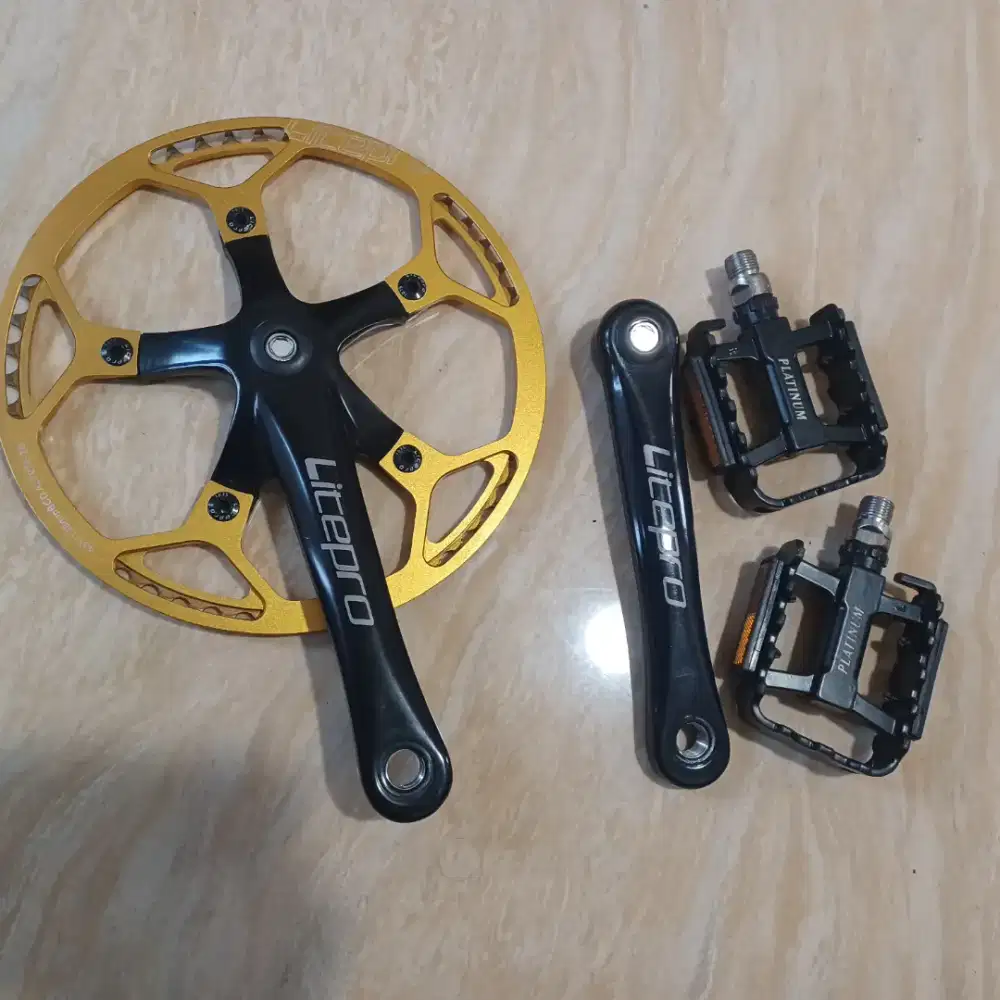 Crank set litepro + chain ring sepeda