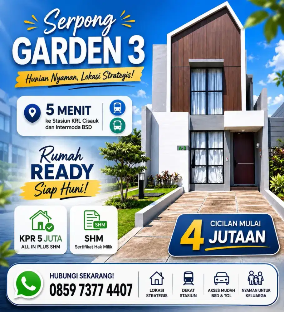 Rumah 2 lantai ready siap huni