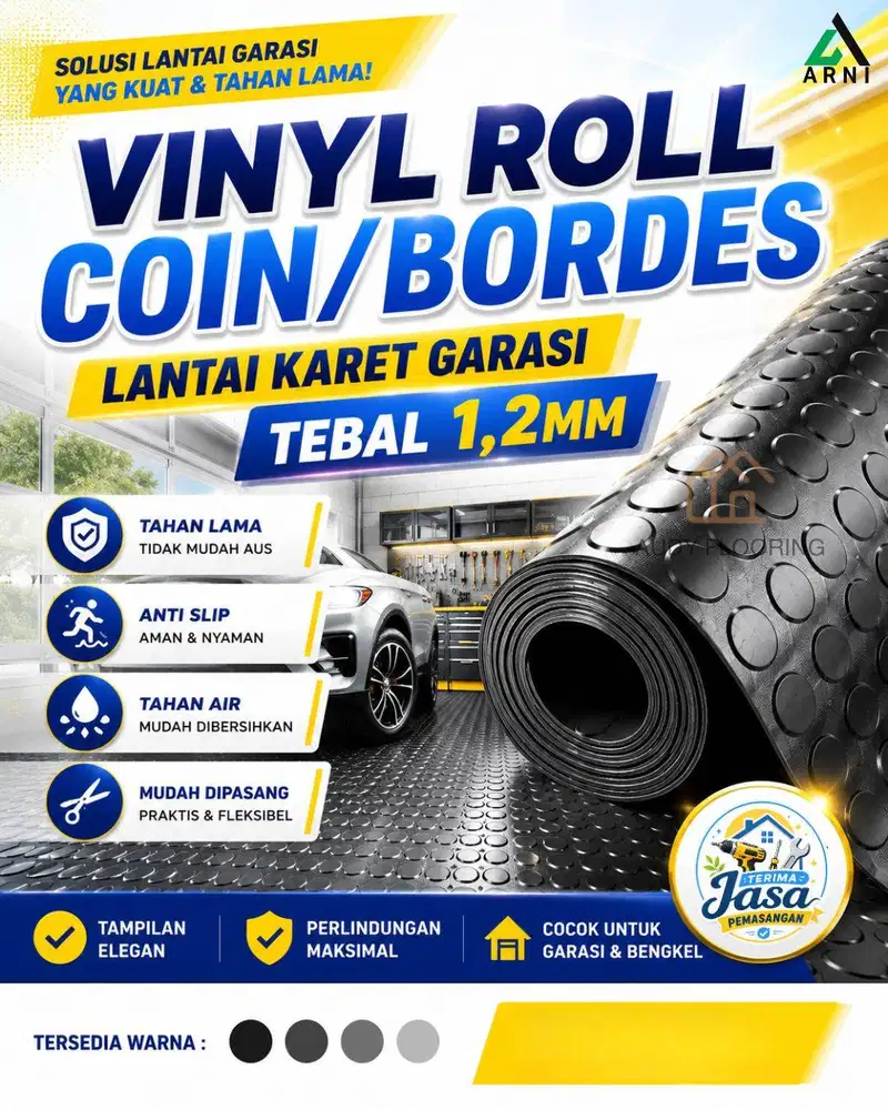 Lantai Vinyl Roll Coin/Bordes Tebal 1,2mm | Lantai Vinyl Roll Karet Ga