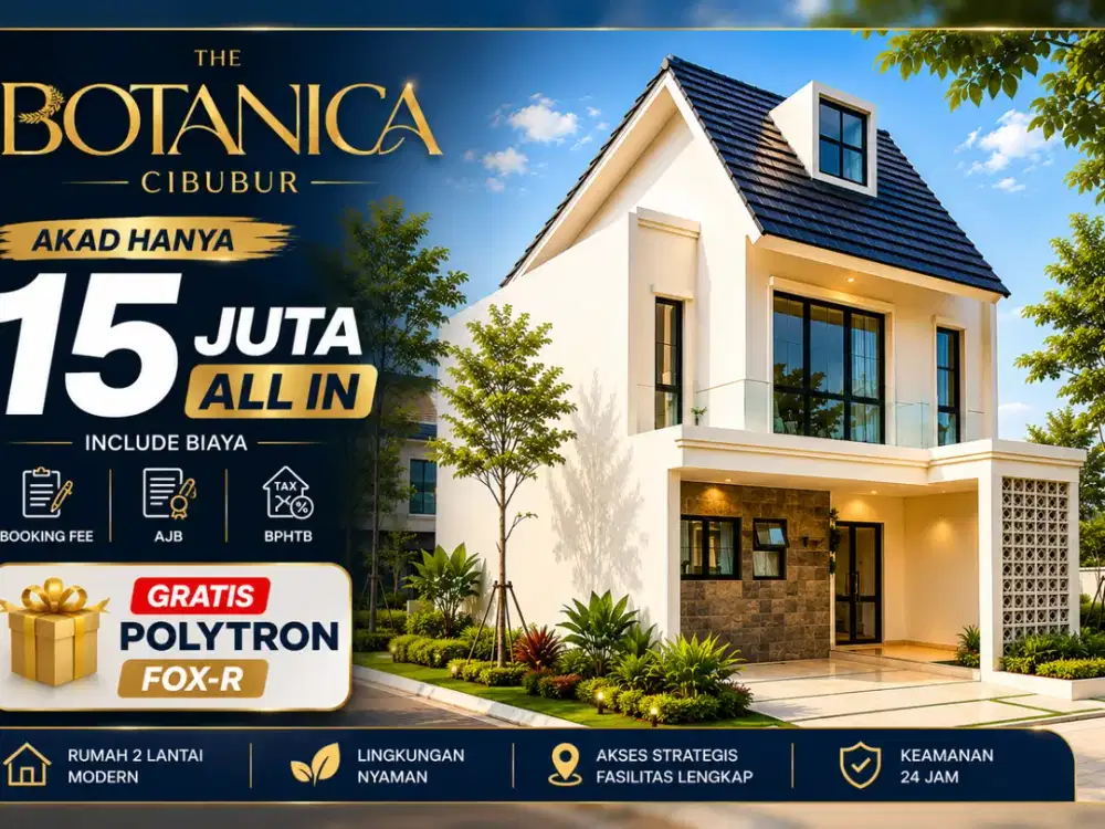 Rumah siap huni 2 lantai 15 juta free motor listrik polytron fox R