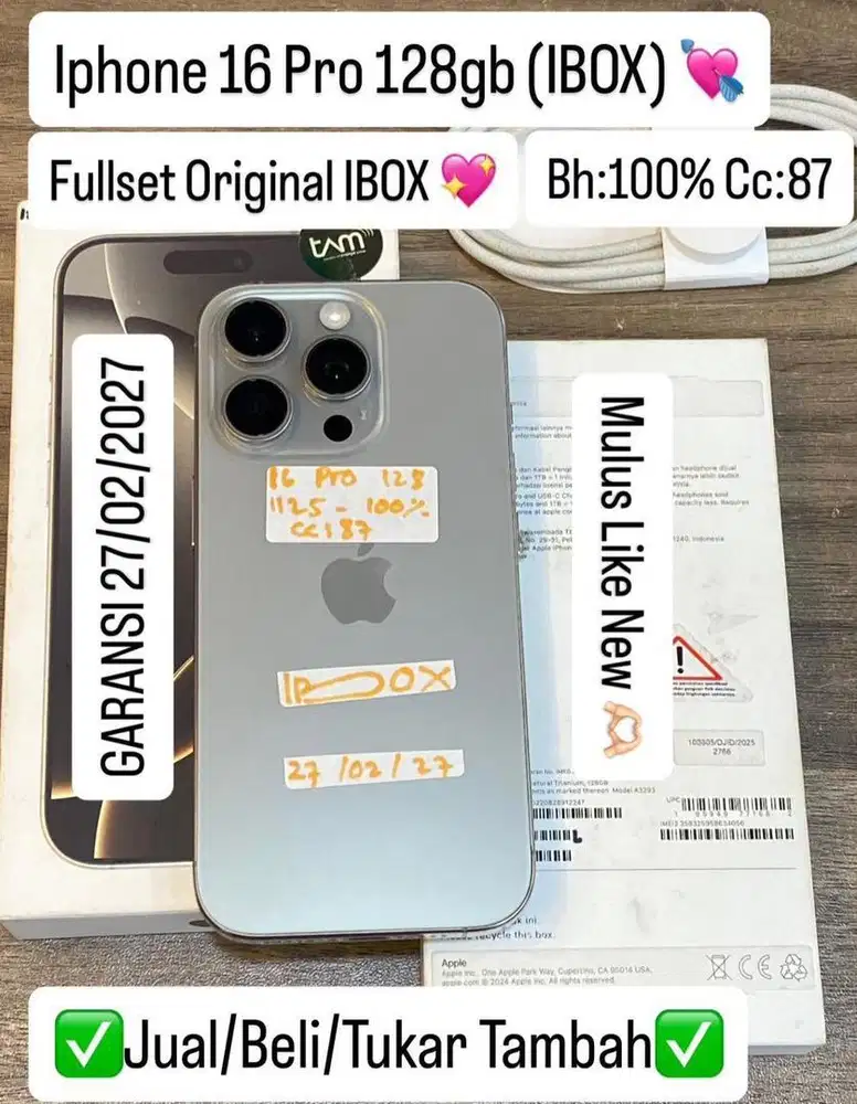 Iphone 16 Pro 128 Gb Natural Titanium Resmi Ibox