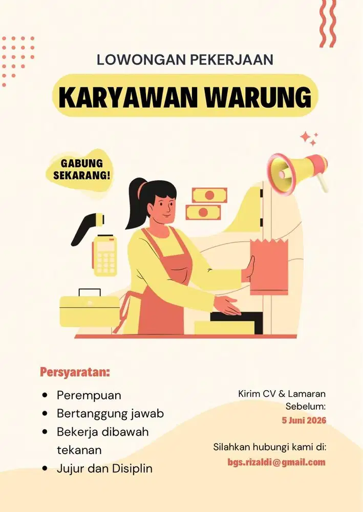 Lowongan pekerjaan jaga warung gorengan