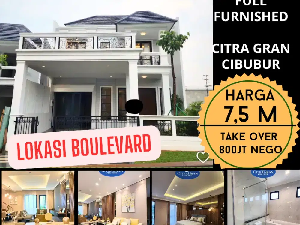 Dijual rumah mewah modern fully furnished di Boulevard jalan utama Citra Gran Cibubur