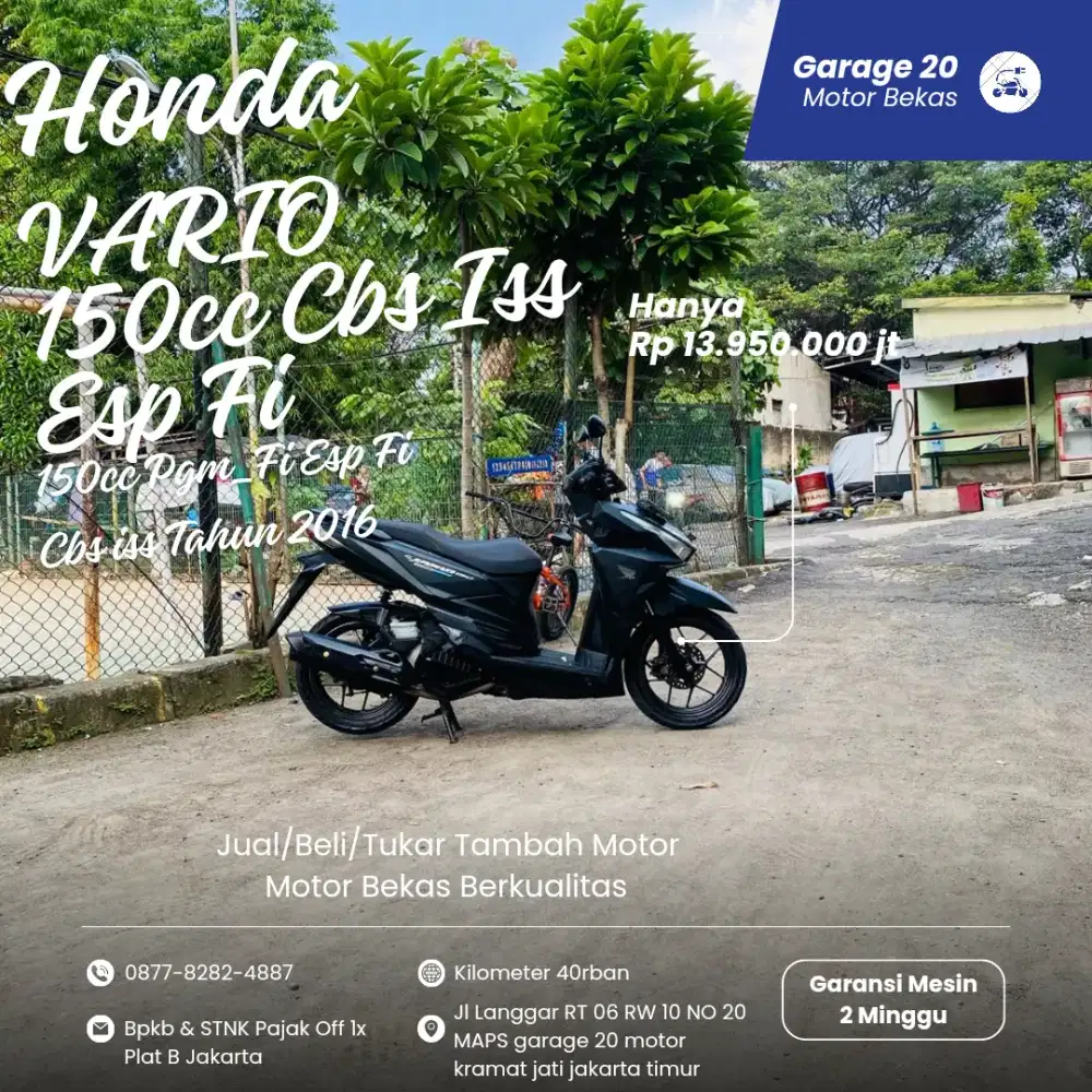 Honda Vario 150cc Cbs iss Esp Fi Pgm_Fi Tahun 2016 Pajak Off