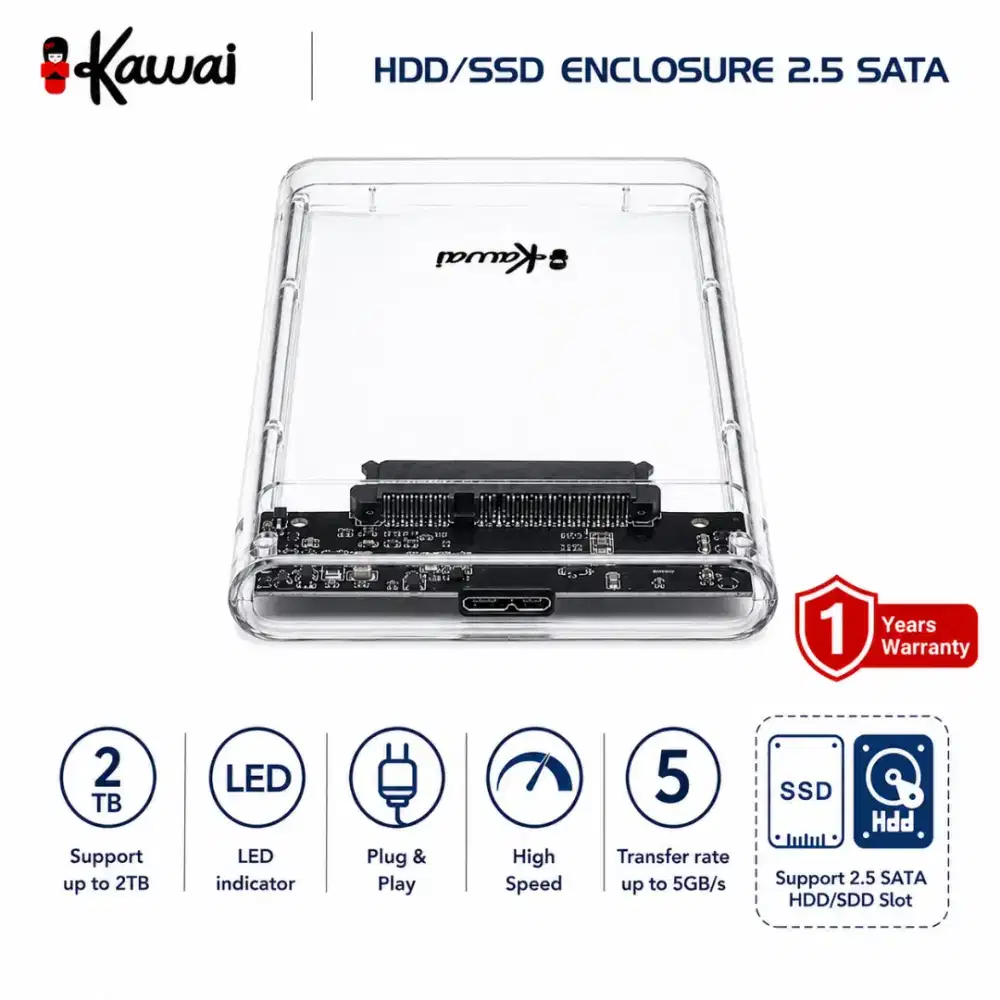 IKAWAI Casing Harddisk Laptop USB 3.0 External Enclosure HDD SSD