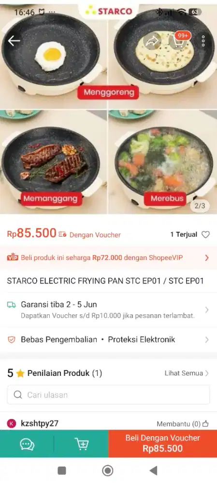 Starco Electric Frying Pan New STC EP01