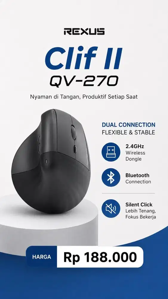 Rexus QV-270 mouse vertikal wireless