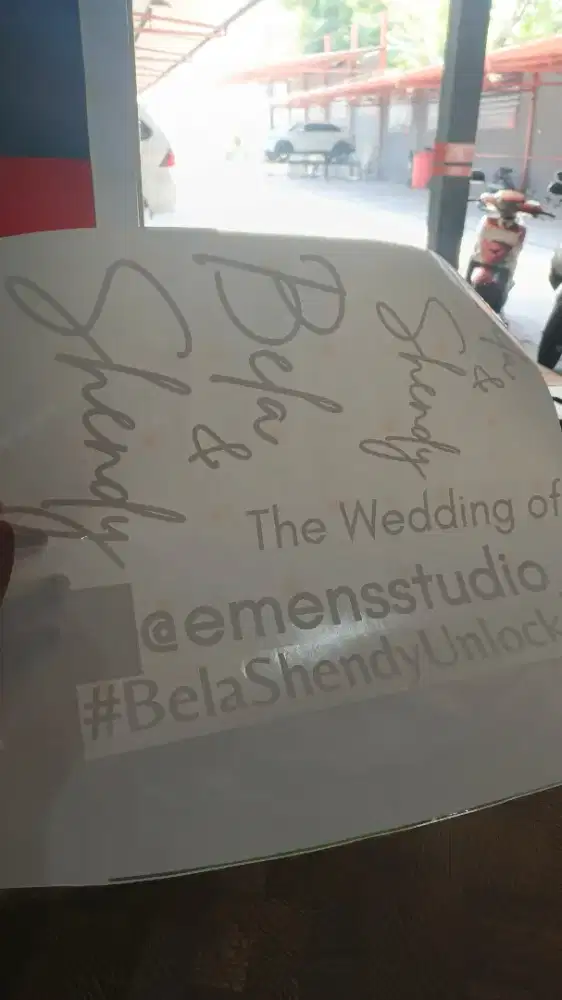 Cutting sticker wedding stiker ornament tulisan di cermin & dinding
