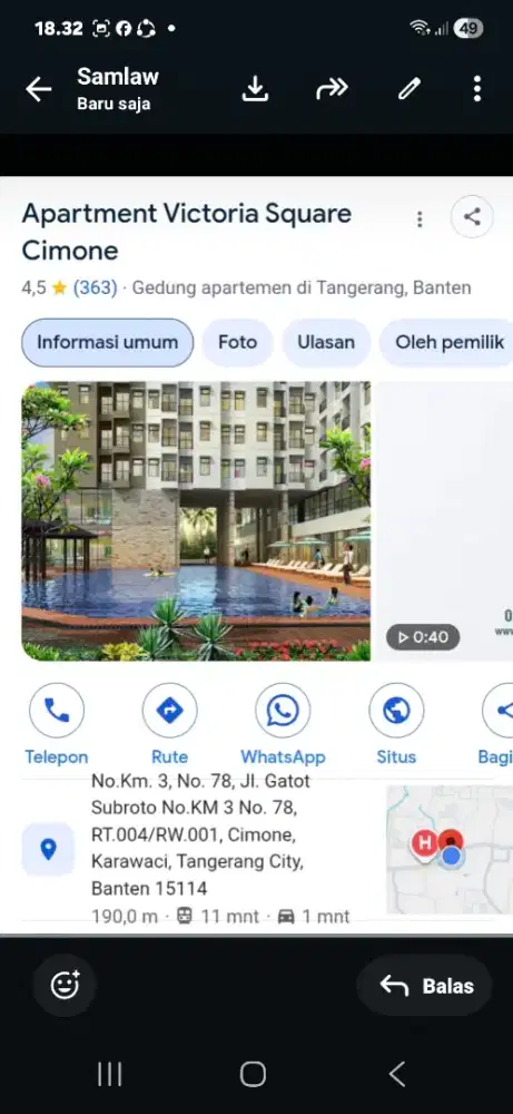 Dijual type studio victoria square cimone karawaci tanggerang kota