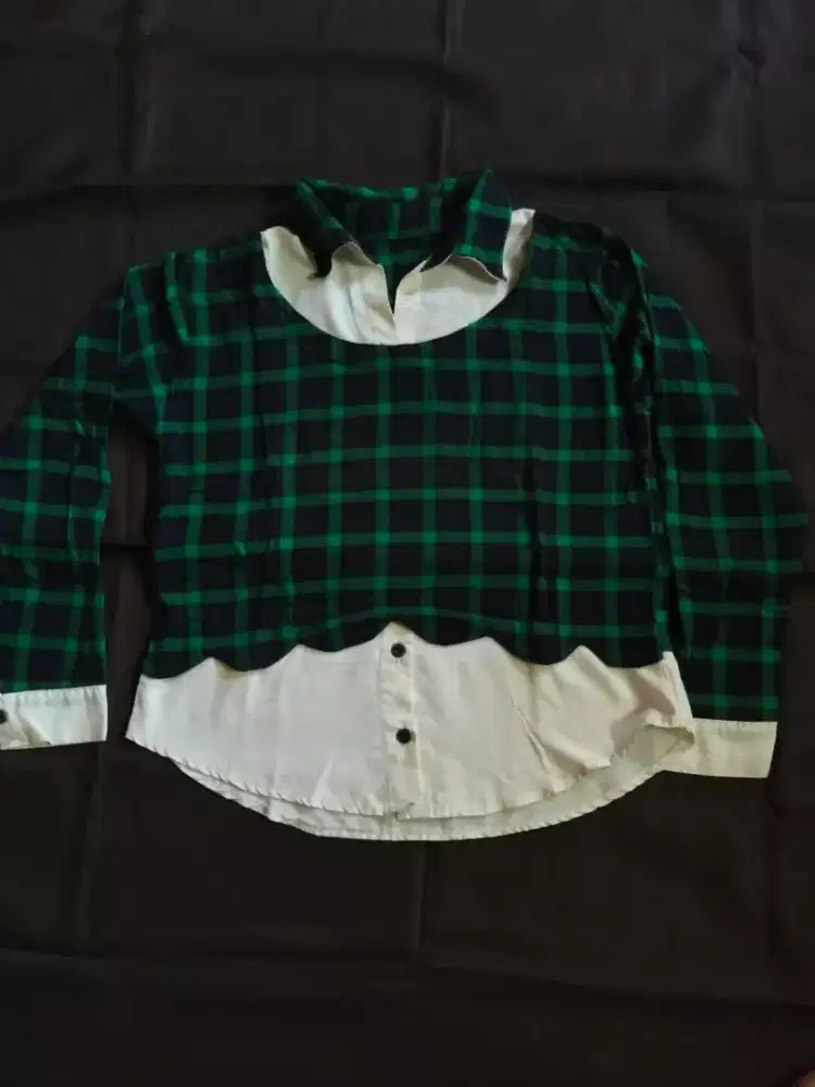 Baju kerah flanel ala korea