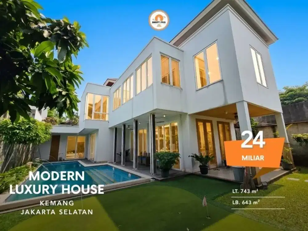 Rumah Modern bergaya Villa di area Premium Kemang SHM dengan lokasi strategis full furnish siap huni
