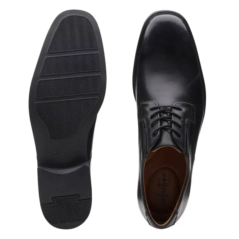 Sepatu Pantofel/Formal - Clarks Tilden Plain Black Leather