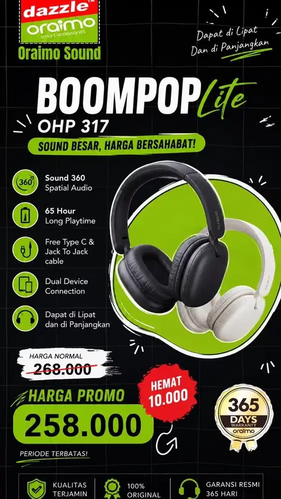 Headphone Oraimo BoomPop Lite OHP-317