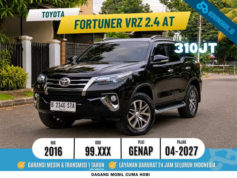 READY BARCODE! TOYOT FORTUNER 2.4 VRZ AT 2016 HITAM