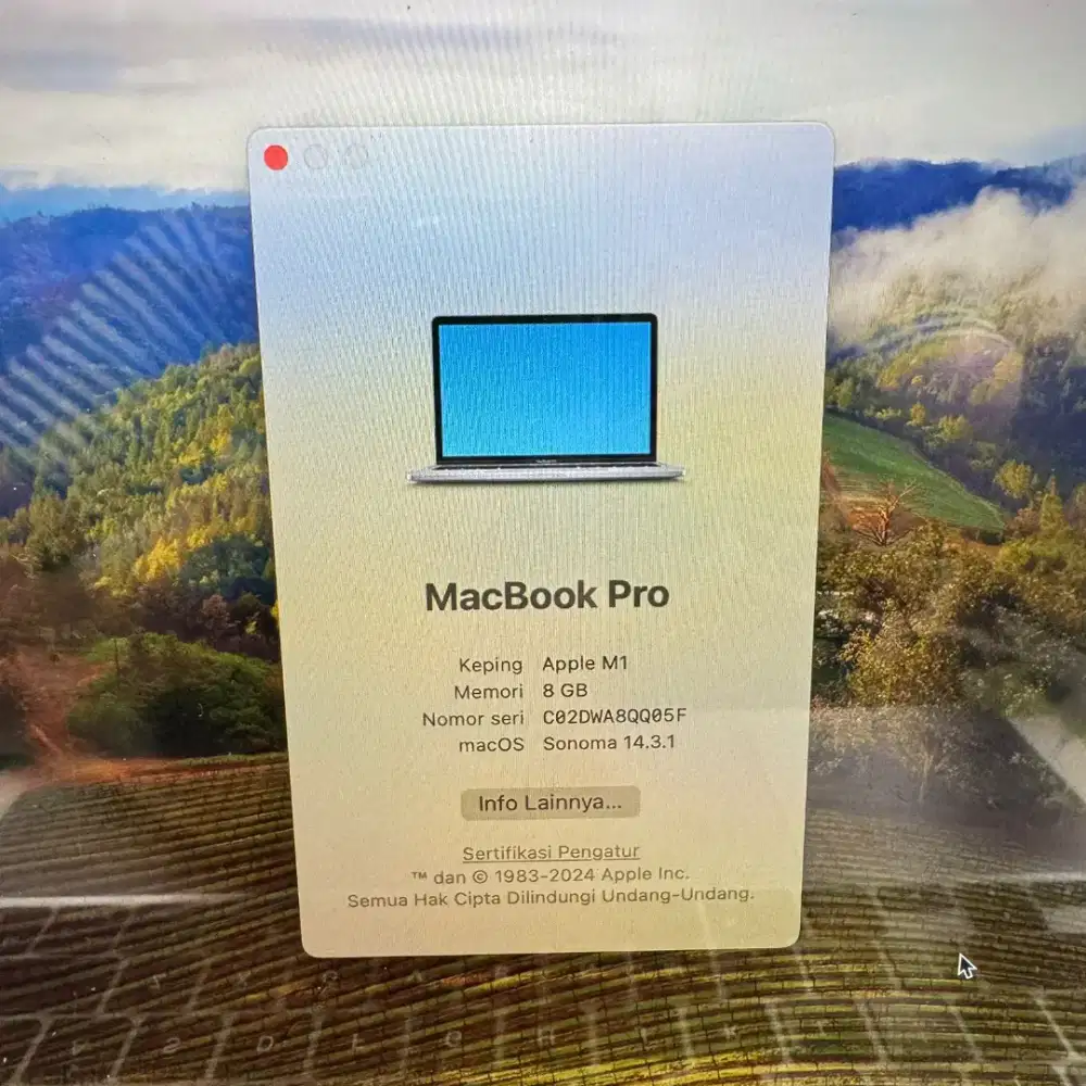 Macbook Pro M1 Layar 13 Inch Ram 8 Ssd 512 Sapce grey Touchbar desain