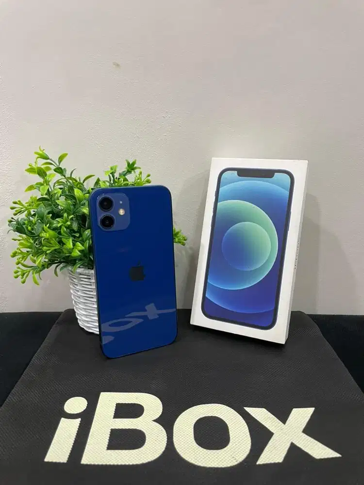 IPhone 12 64GB iBox Blue mulus Fullset Ori BH 100% Sinyal Permanent