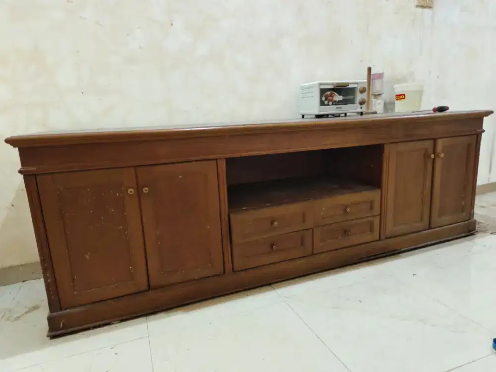 Lemari Besar Kayu Jati Jawa Meja Laci Panjang Kayu
