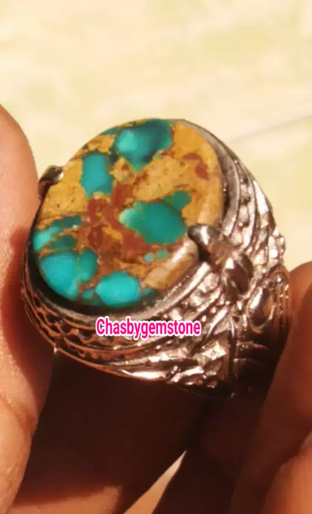 Natural Pirus Persia serat kura-Pirus Persia urat emas motif bunga