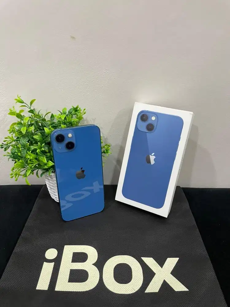 IPhone 13 256GB iBox Blue mulus Fullset Ori BH 100% Sinyal Permanent