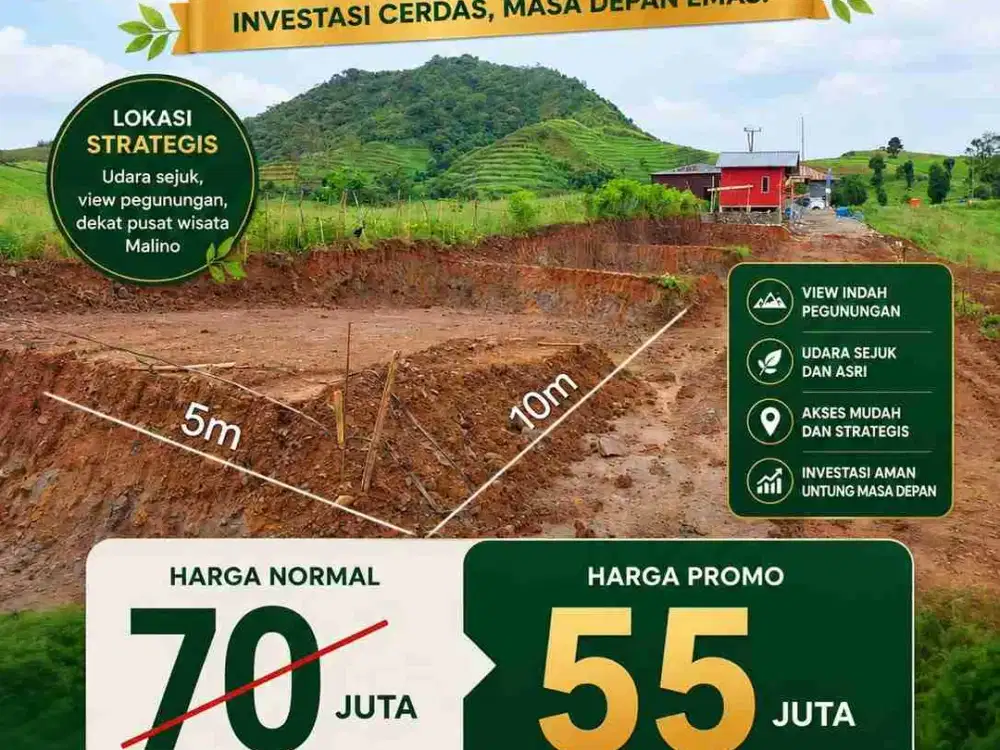 PROMO KAVLING SIAP BANGUN MALINO LOKASI STRATEGIS