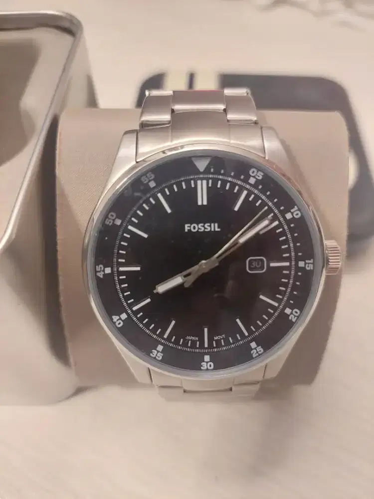 Fossil FS5530 Belmar Mens Black Dial Stainless Steel Strap