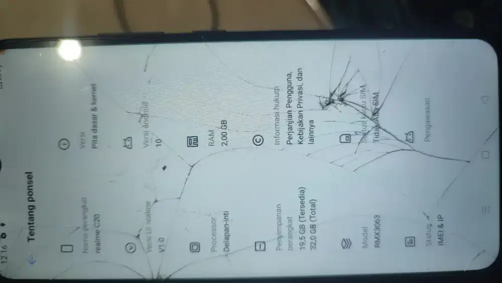 Realme C20 lcd retak tapi masih bisa di pakek