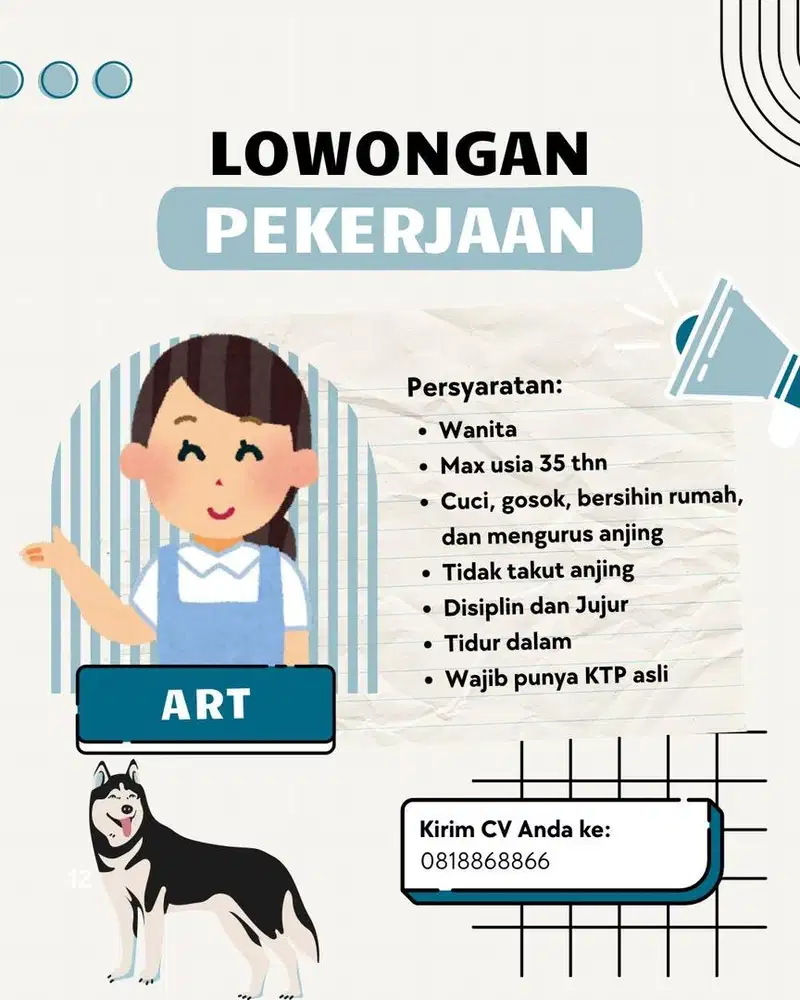 DICARI ASISTEN RUMAH TANGGA