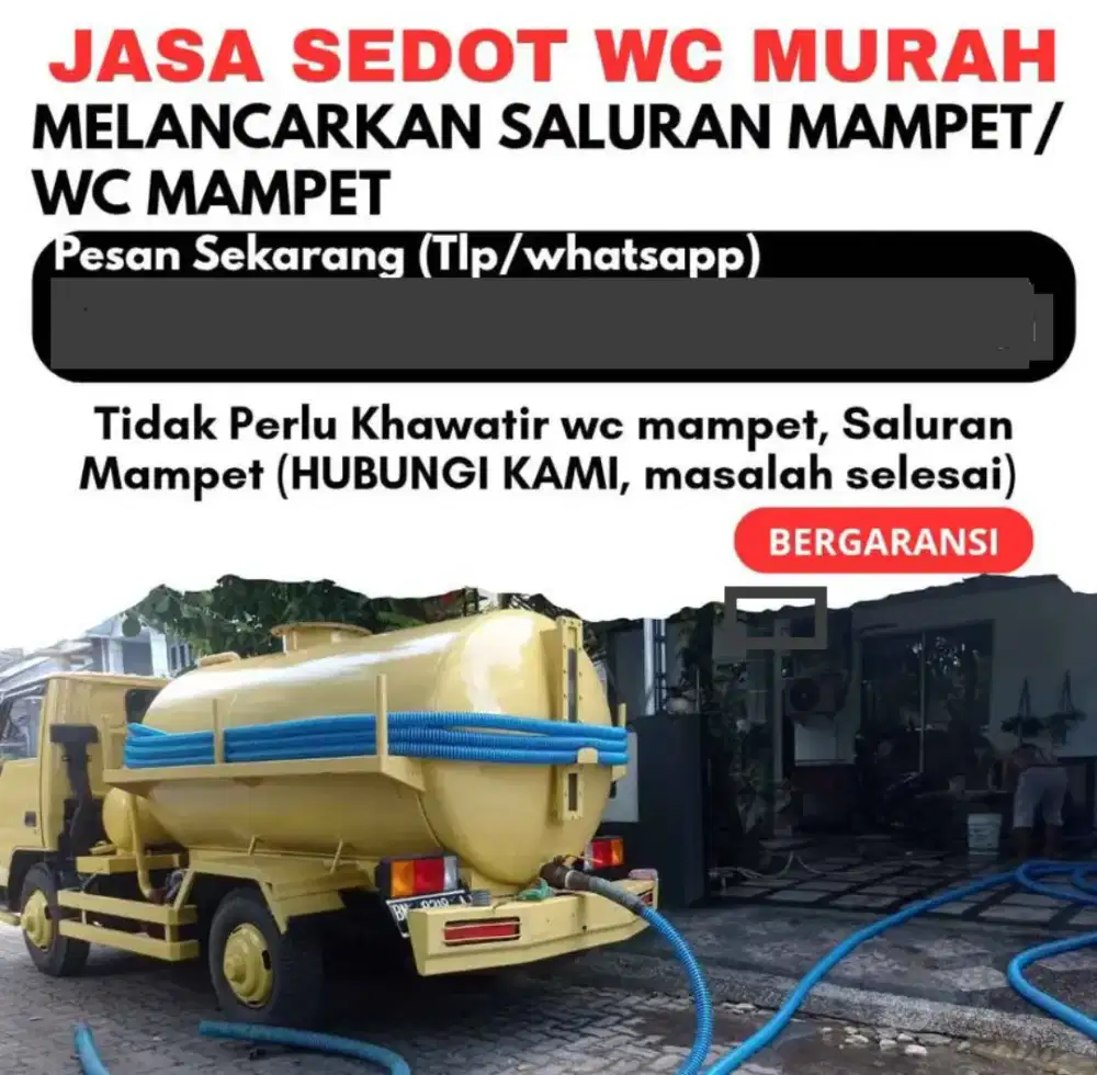 Jasa Sedot WC dan Melancarkan Saluran Mampet Murah