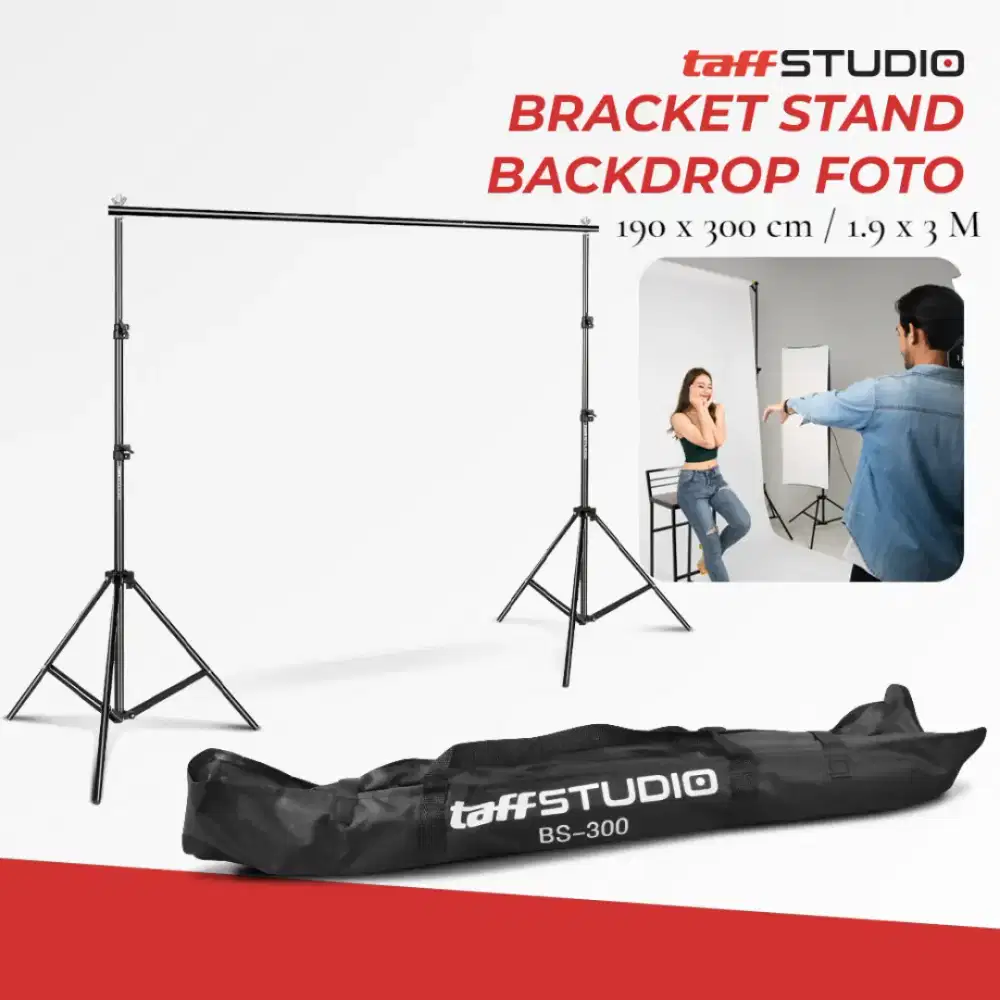 TaffSTUDIO Bracket Stand Backdrop Foto Studio 190x300cm