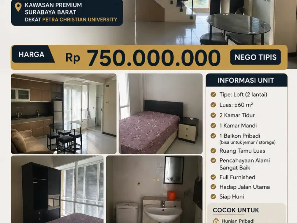 Dijual Royal Cityloft hadap jalan utama Royal Residence