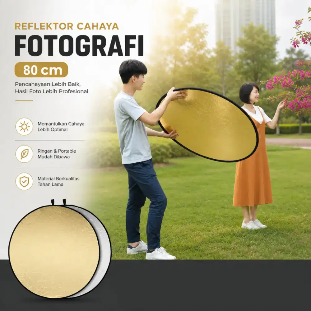Reflektor Cahaya Fotografi Studio 2in1 Foldable Portable 80cm