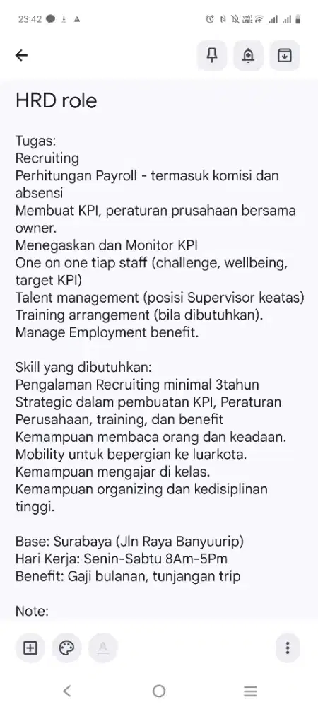 Loker surabaya HRD GA human resource.