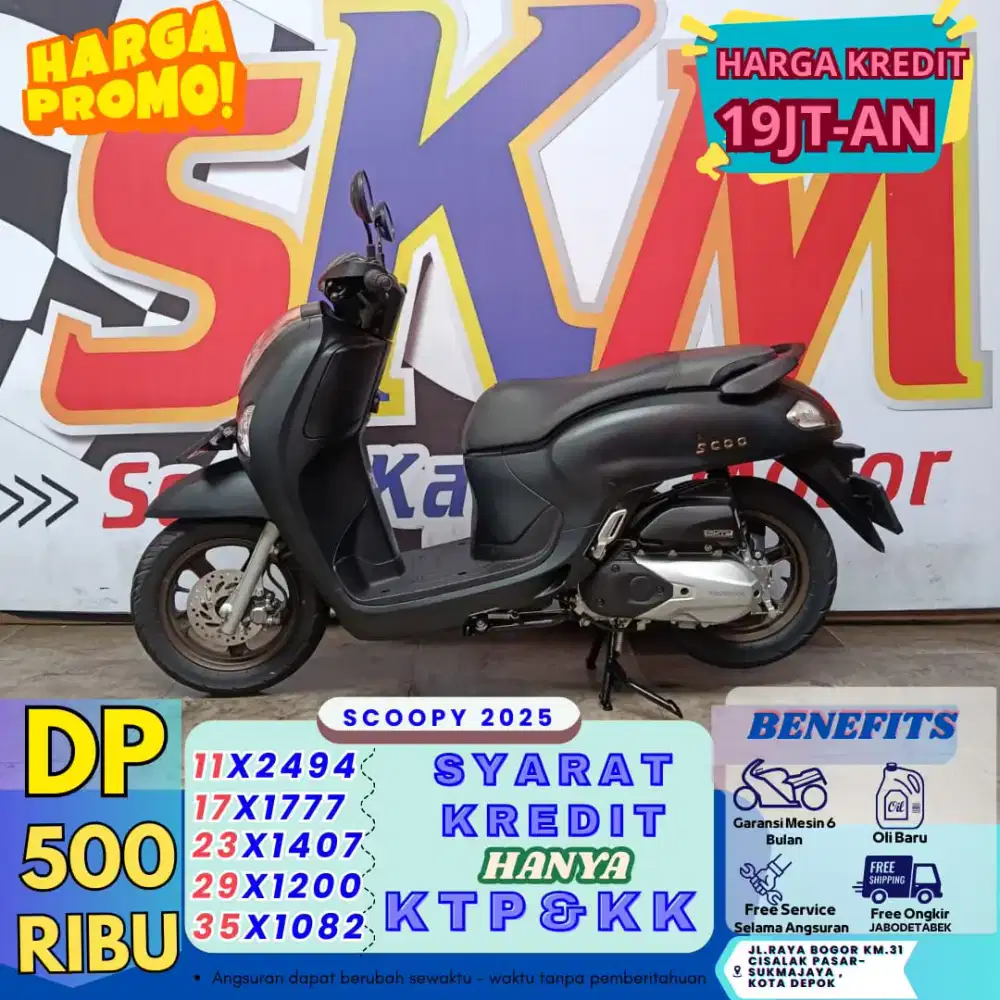 DP 500rb gratis pajak hidup Honda Scoopy th 2025 cash/credit