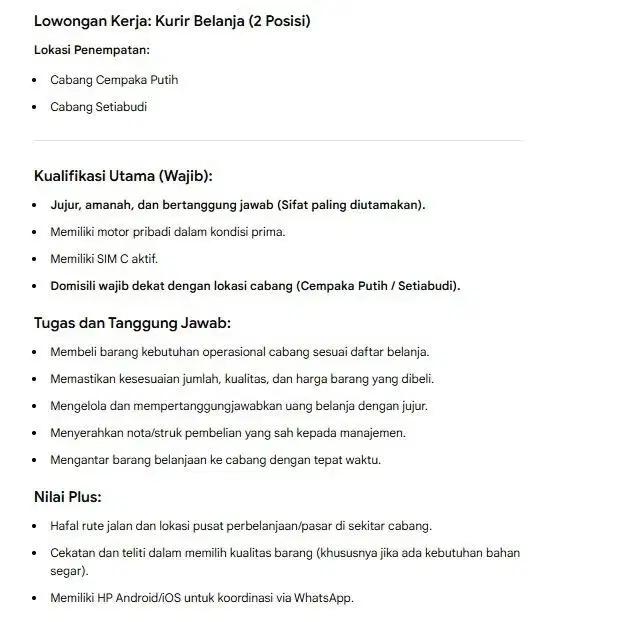 Kurir belanja kebutuhan pokok
