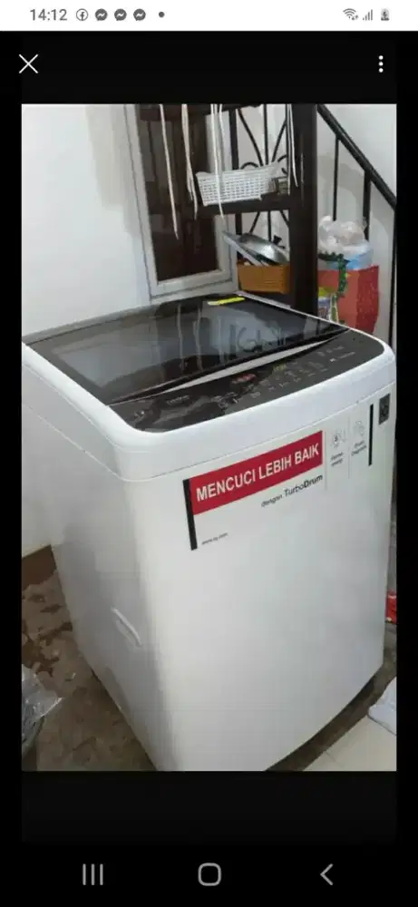 Dijual mesin cuci LG inverter 12kg warna PUTIH edisi pindahan