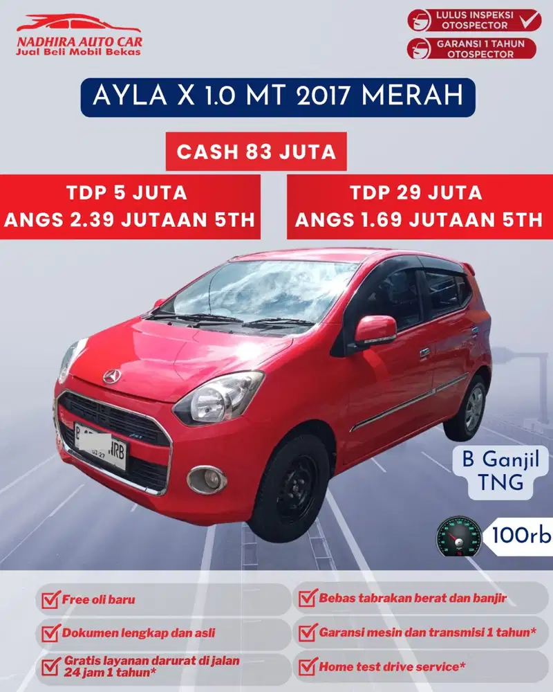 Dijual Mobil Bekas Ayla X 1.0 MT 2017 Merah