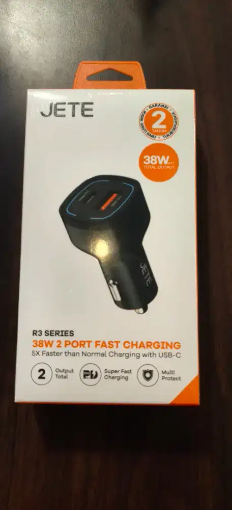 JETE R3 Car Charger Mobil 38W USB Type-C + USB-A Dual Port - Black