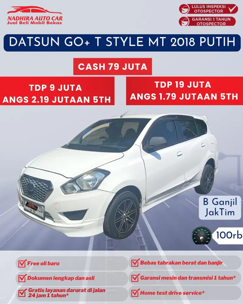Dijual Mobil Bekas Datsun GO+ T Style MT 2018 Putih