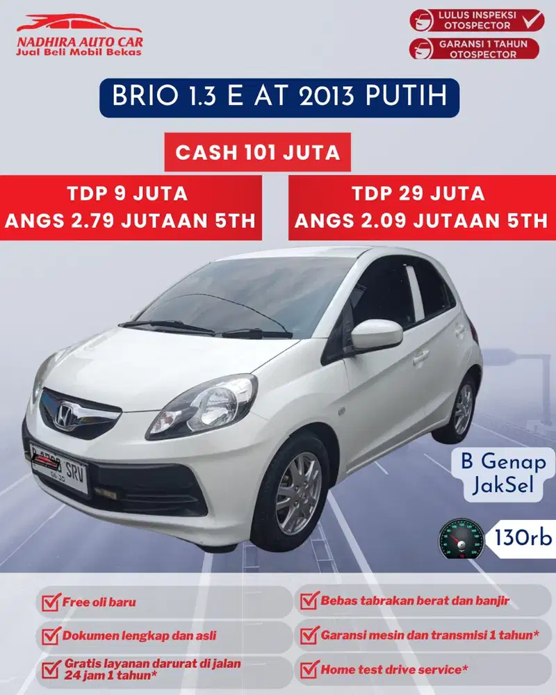 Dijual Mobil Bekas Brio E 1.3 AT 2013 Putih