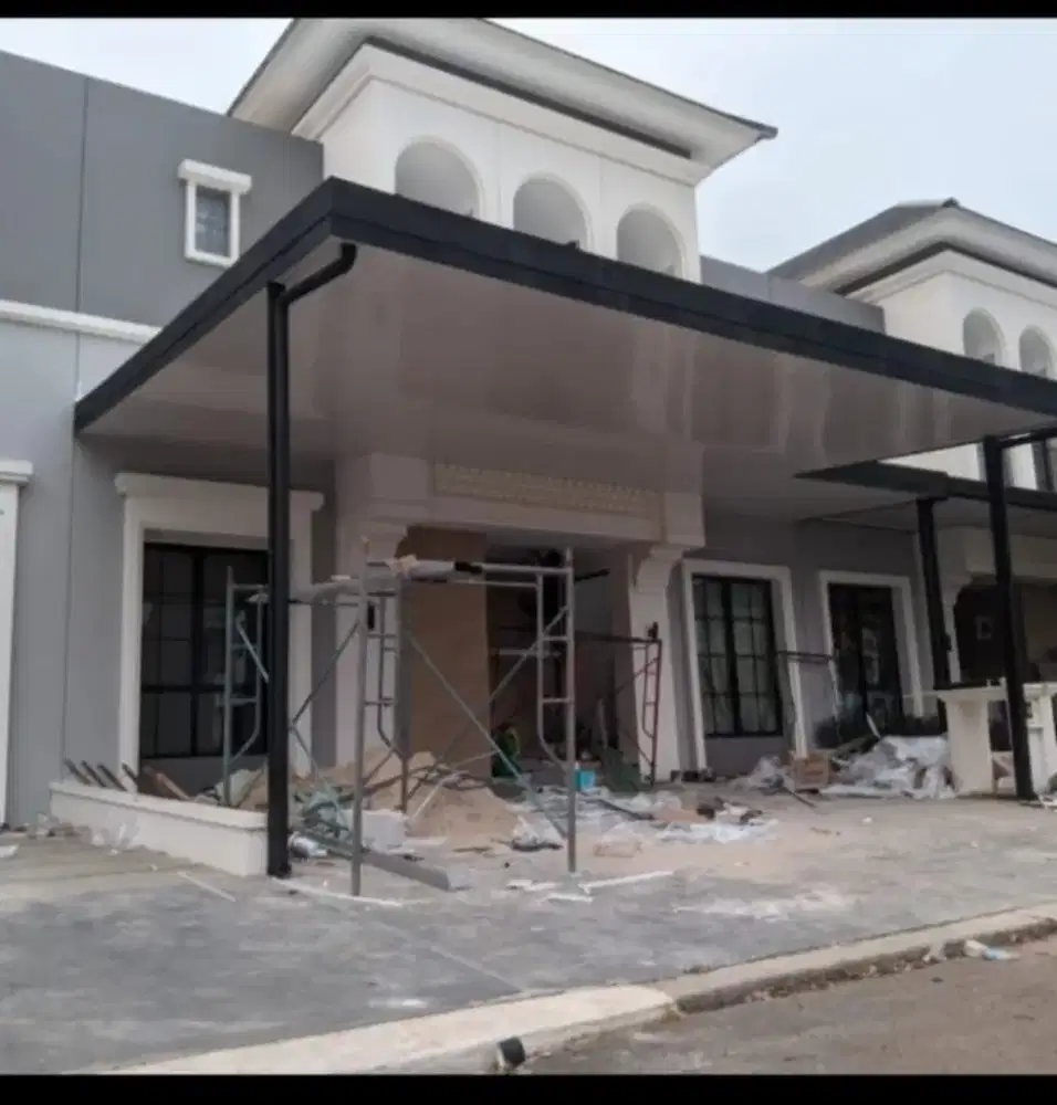 Kontruksi kanopi, atap baja ringan dan plavon PVC dll