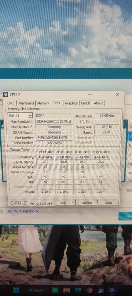 DDR4 16 GB 2666 Mhz Merk Samsung No Minus