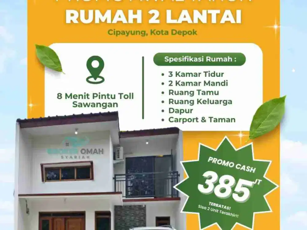 (TERMURAH) Jual Rumah Baru Di Rangkapan Jaya Pancoran Mas Kota Depok 2 Lt