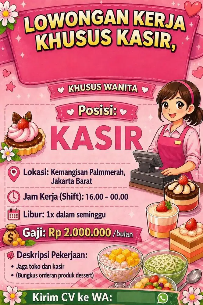Lowongan kerja kasir khusus wanita