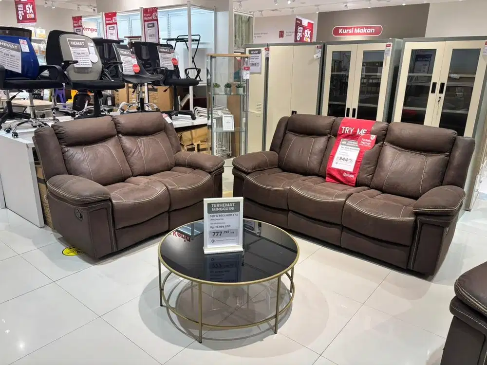 Jual sofa set recliner bahan kain gratis kirim