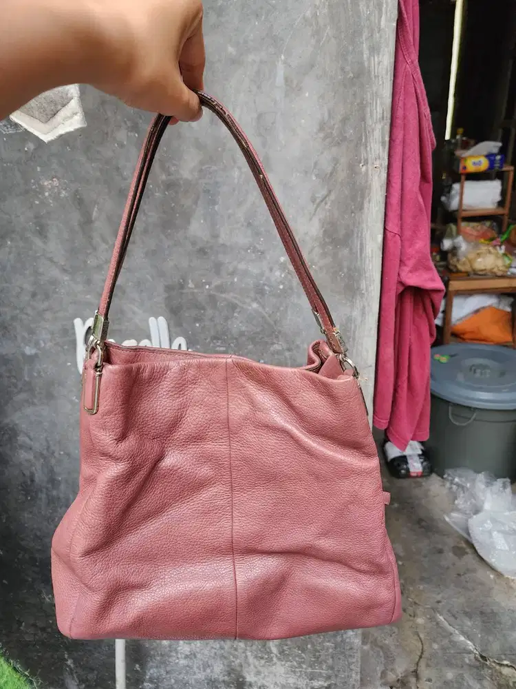 Coach madison phoebe dusty pink gelap hobo tas shoulder bag